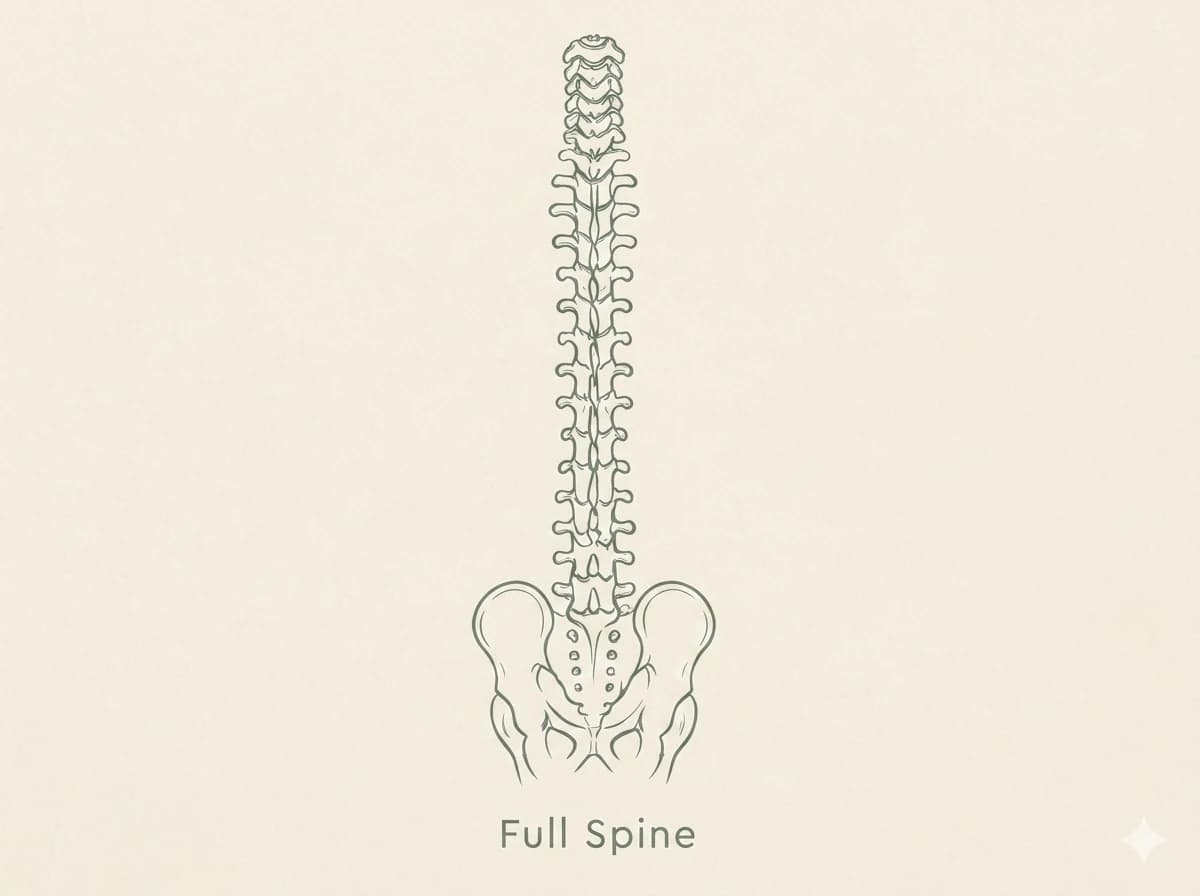 Illustration of the full spine and pelvis